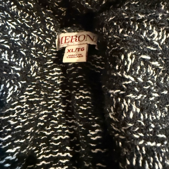 Merona Women’s Long Sleeve Cardigan Sweater jacket Knit black/ white - Picture 7 of 17